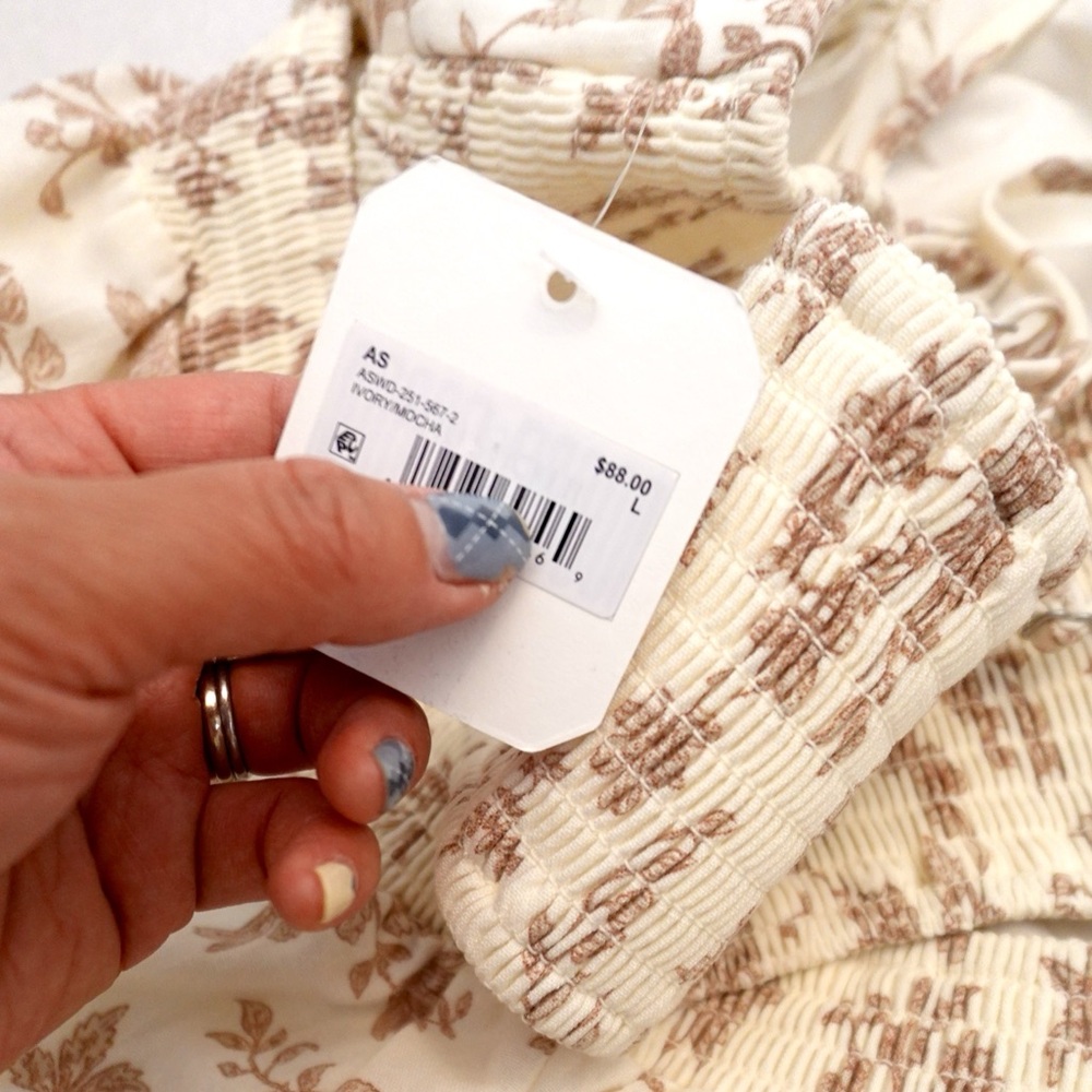 Altar'd State Floral Midi Dress in Cream and Brown - Picture 8 of 9